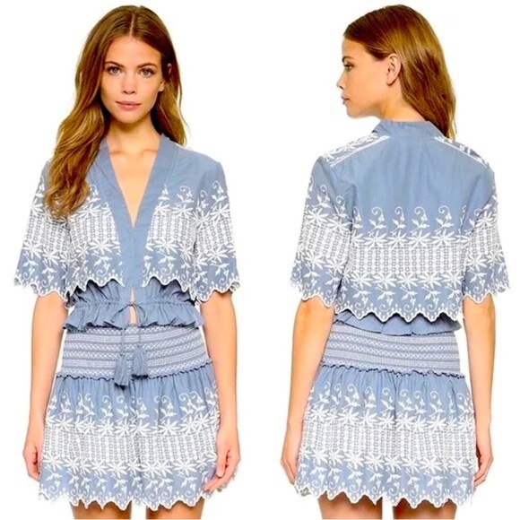 LoveShackFancy Cropped Embroidered Blouse - Picture 6 of 6